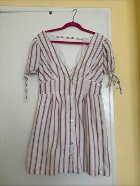 Forever 21 White Mini Dress with Red and Navy Stripes